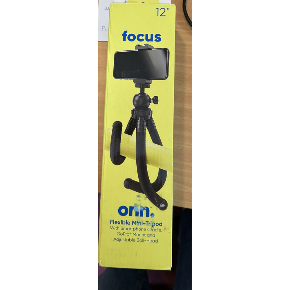 Onn. 12" Adjustable Mini Tripod Stand for Cameras/GoPros/Smartphone Devices